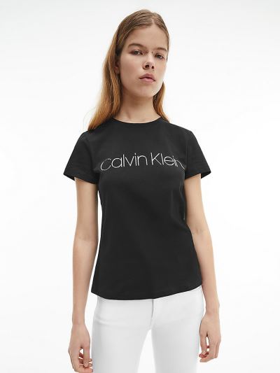 Calvin Klein Ruhák HU011921 | Calvin Klein Slim Organic Cotton Logo Női Póló Fekete